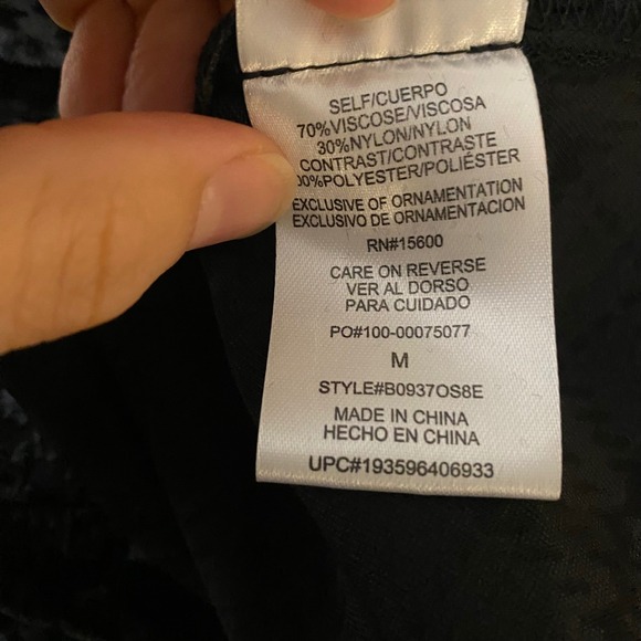 NWT Democracy Black Velvet Houndstooth Burnout Sheer‎ Button Up Shirt M Goth - Picture 9 of 16